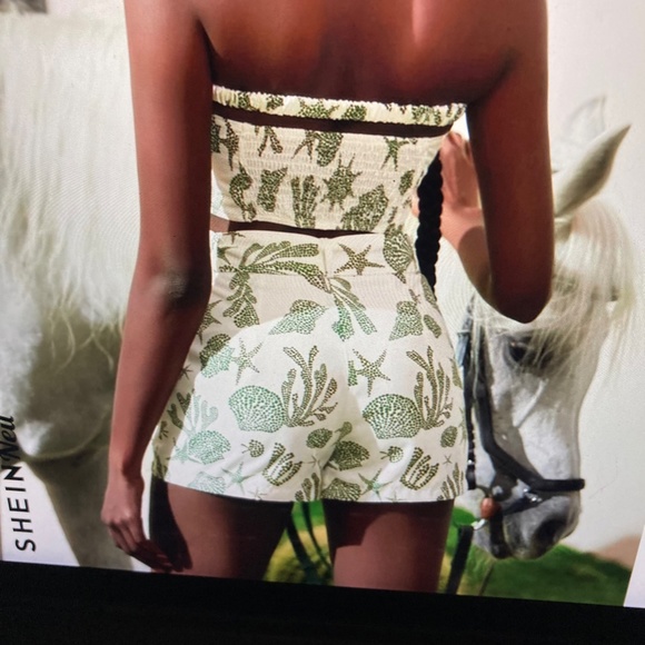 Nautical theme print shorts & tube top set sz L 8/10US - Picture 2 of 6